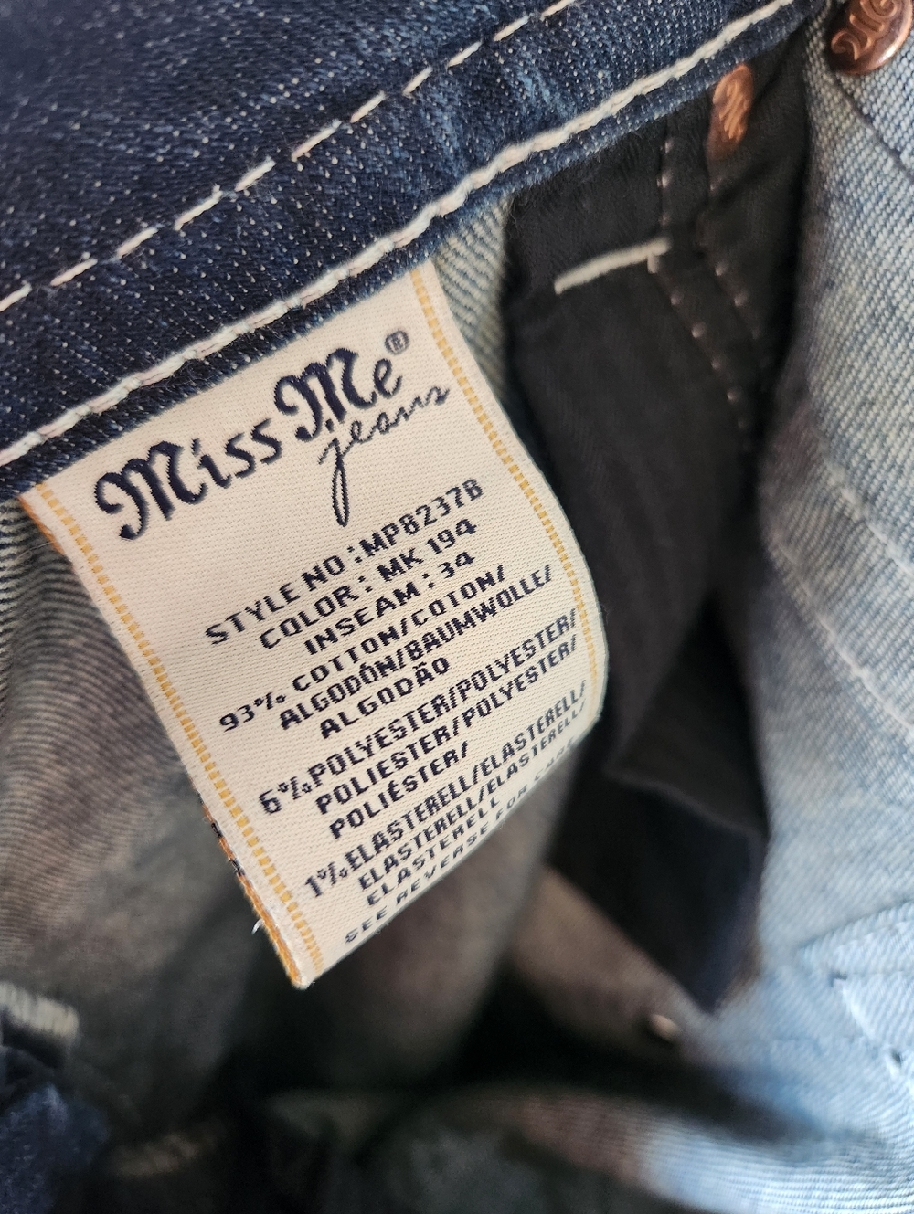 Miss Me Mid Rise Boot Cut Denim Jeans Size 29X33 - Picture 8 of 12